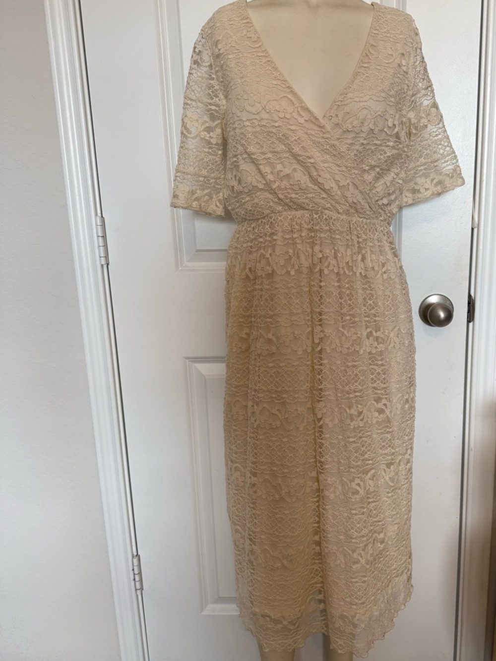 ASOS Maternity Cream Lace Midi Dress